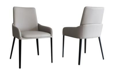 Cafe Shop Hotel Armrest Metal PU Dining Chair