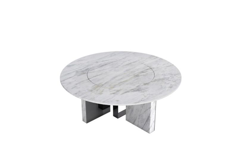 High Quality Luxury Modern Jazz White Natural Marble Piano Lacquer Mirror Stainless Metal Villa Restaurant Living Home Dining Table Dt04-2