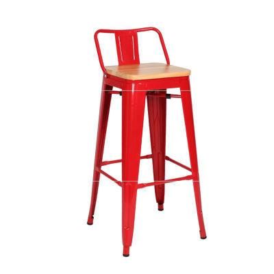 Wholesale Nordic Latest Red Metal Bar Stool Chair Cheap Multi Scene Use French Leisure Entertainment Desk Stool Modern