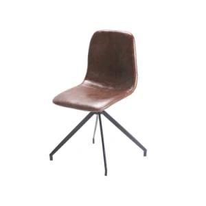 Simple Design PU Upholstered Black Painted Legs Dining Chair