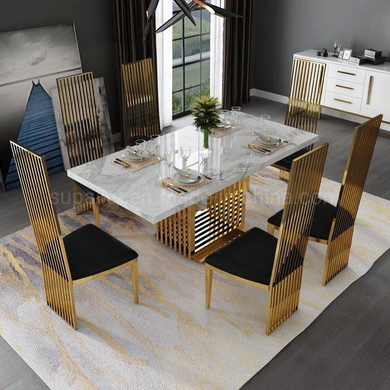 2020 Promotion Gold Chromed Dining Table with Chairs Set