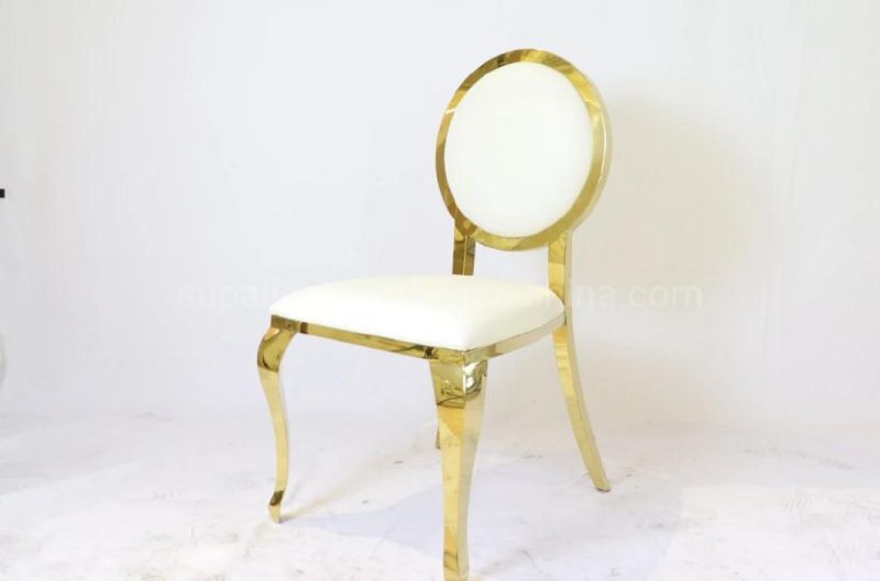 Modern Wedding Gold Metal Frame Dining Chairs with Back Decoration