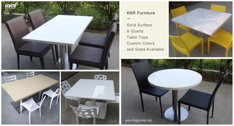 Restaurant Furniture Super White Square Marble Table Tops Solid Surface Stone Glossy Surface Table