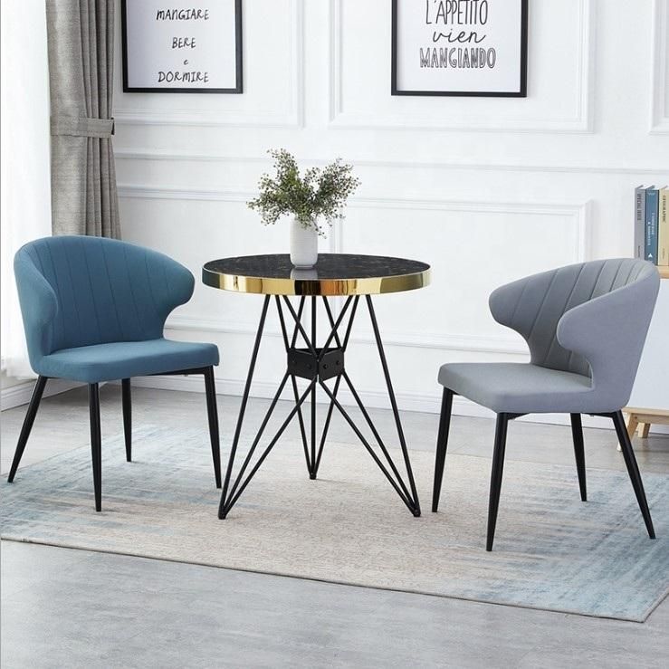 Wholesale Nordic Velvet Modern Dining Chair Metal Leg Golden Dining Chair