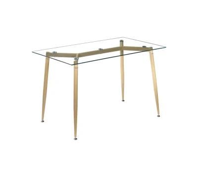 Modern Dining Furniture Glass Table Metal Legs Dining Table with High Quality