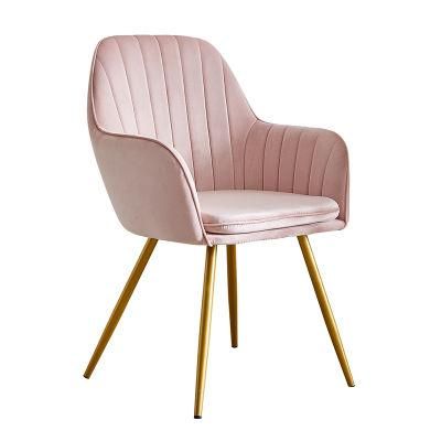 European Design Dining Room Furniture Ergonomic Pink Purple Velvet Steel Leg Dining Chair