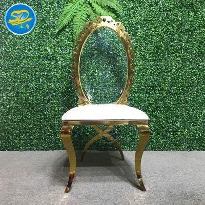 High Quality Clear Back Design Gold Stainless Steel Wedding Dining Chair