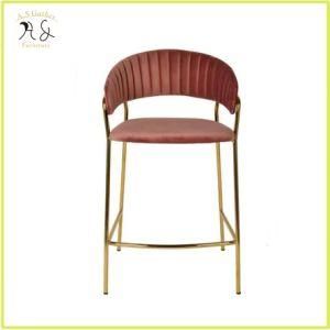 Nordic Modern Design Light Luxury Golden Metal Frame Fabric Dining Bar Chair