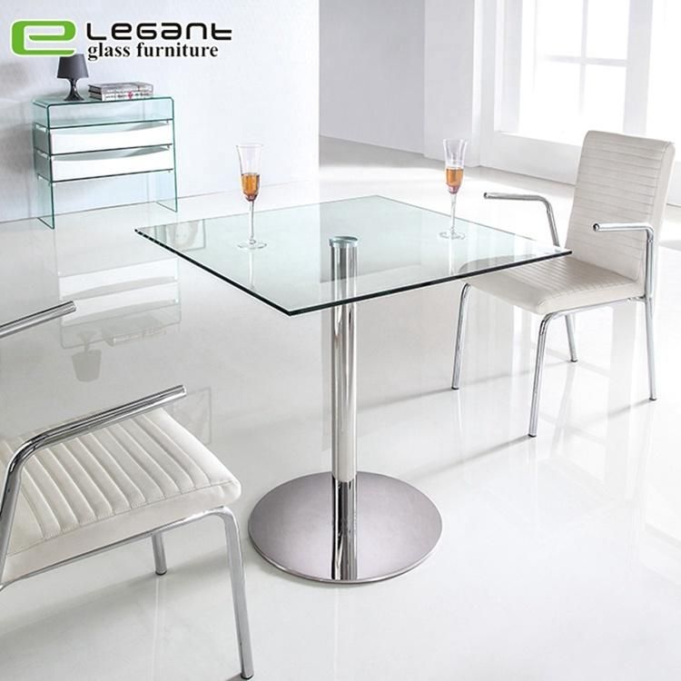 Stainless Steel Dining Table with Glass Top