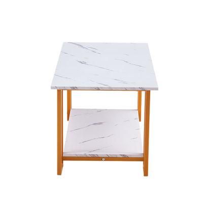 Sintered Stone Carrara White Artificial Marble Top Modern Furniture Use Dining Coffee Table Golden Stainless Steel Frame Rectangle Customized