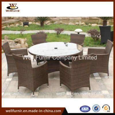 Garden Furniture 6 Seat Table Set in Mocha Brown Rattan