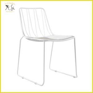industrial Style Outdoor Black Powder Coated Metal Wire Dining Chair with Seat Pad