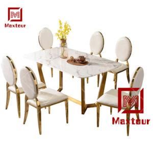 Luxury Royal Stainless Steel Marble Dining Table for General Use