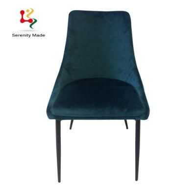 Nordic Style Furniture Guangdong Blue Color Velvet Upholstered Home Hotel Rest Chair