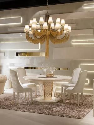 Zhida Modern Luxury Dining Room Hotel Restaurant Table Chairs Home Villa Furniture Set Round Marble Dinner Table Furniture for Sale