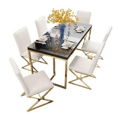 Free Sample Dining Room Furniture MDF Dining Table Set Comedores 6 Sillas