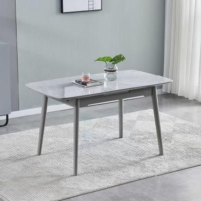 Italian Light Luxury Ceramic Dining Table Simple Marble Small Family Rectangular Dining Table Wooden Frmae