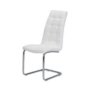 Modern Leather Upholstered Ergonomic High-Back Outdoor Dining Chair with Electroplated Legs