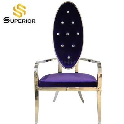 Dubai Hotel Purple Tufted Armchair with Crystal Pull Buckle Backrest