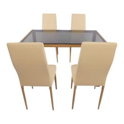 Wholesale Black Modern Living Room Table Tempered Glass Dining Table Set 4 Chairs Seats Home Furniture for Dining Room