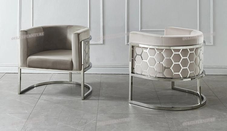 New Design Modern Stainless Steel Velvet Dining Chair for Home