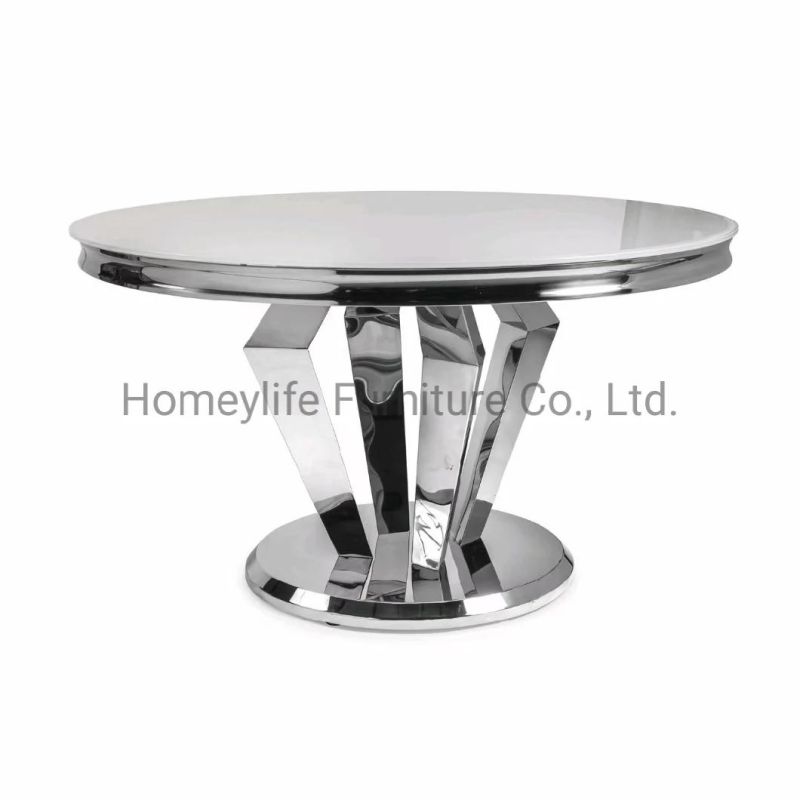 French Design Home Furniture Modern Marble Glass Top Dining Table