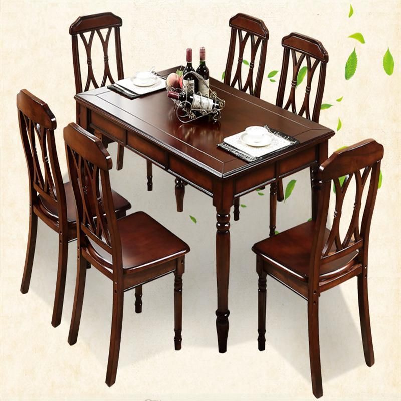 American Rectangular Oak Combination Dining Table All Solid Wood Assembly