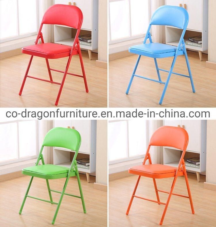 Wholesale Home Furniture Cheap Metal PU Foldable Dining Chair