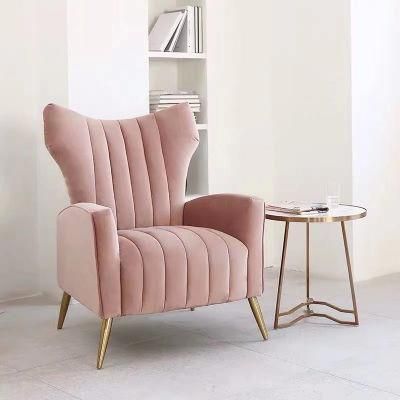 Modern Leisure Chair Design Metal Frame Relaxing Sofa Chair Velvet