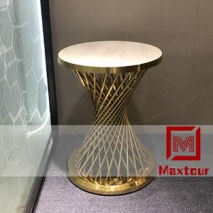 Foshan Shunde Furniture Gold Stainless Steel Base White Glass Coffee Table