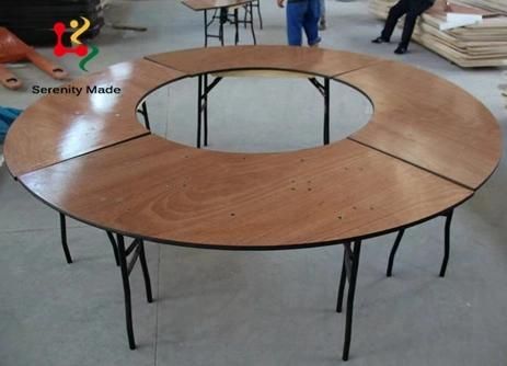 Banquet Event Furniture Wedding Use Wood Top Multi Function DIY Shape Metal Legs Folding Meeting Dining Table