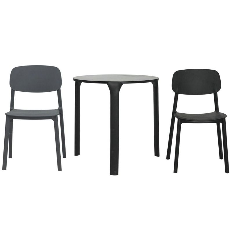 Comfy Kitchen Chair Polyethylene Retro Side Chair Black Dining Chair Set of 4 for Dining Room Table