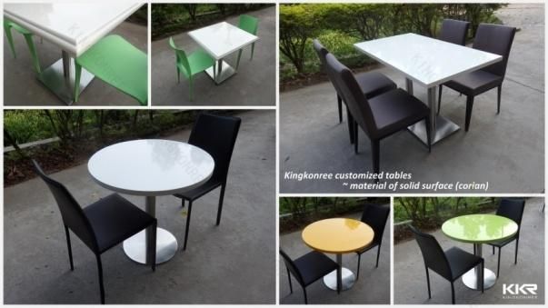Kkr Glossy Artificial Stone Square Restaurant Dining Table (181121)