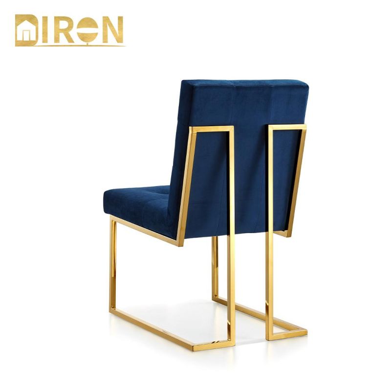 Wholesale Modern Velvet Fabric Upholstered Metal Gold Leg Dining Chairs