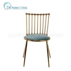 Simple Breathable Upholstered Seat Golden Leg Restaurant Living Chair Outdoor Dining Chair