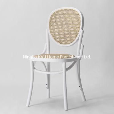 Kvj-6534 Dining Room White Rattan Cane Webbing Solid Wood Beech Chair