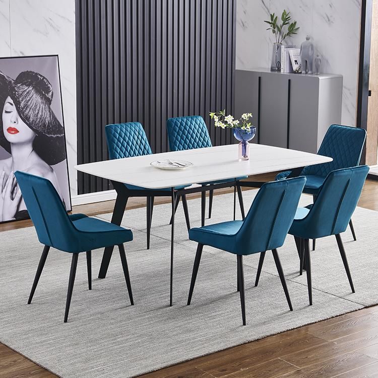 Home Restaurant Metal Leg Table Luxury Wooden Dining Table