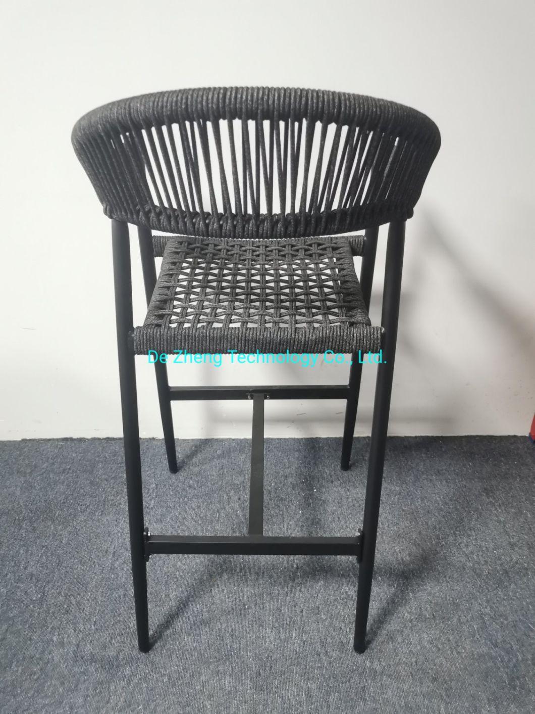 New Arrival Garden Chair Set Hotsale Metal Rope Chair Outdoor Aluminum Rust Proof Rope Bar Chair