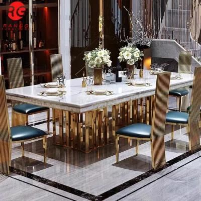 Foshan Factory Manufacture Modern Furniture Wholesale Commercial Luxury Dining Table and 6 Dining Restaurant Chair