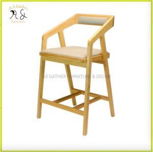 Retro Chinese Stylish Solid Ash Wood High Bar Arm Chair Stool