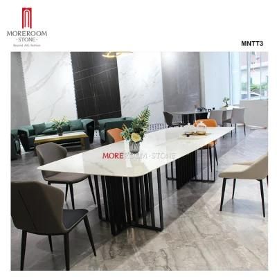 Wholesale Big Size Modern Dining White Marble Porcelain Slab Dining Room Table