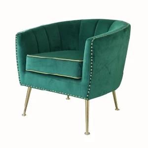 Luxury Furniture Living Room Velvet Sofa Chair Golden Tub Chairs
