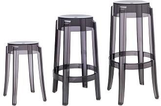 Stacking Outdoor Plastic Acrylic Clear PC Charles Ghost Stool