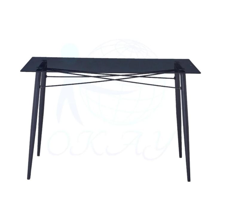 Modern Dining Table with Transparent Tempered Glass Stainless Steel Chrome Legs Hotal Dining Table