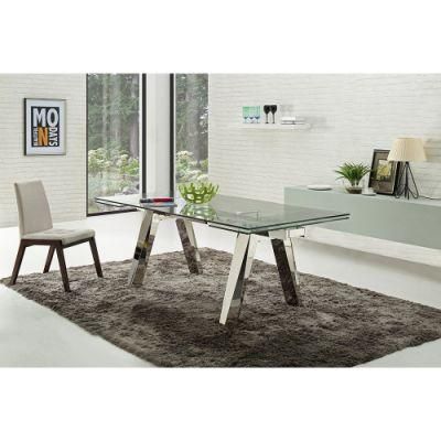 Modern Stainless Steel Glass Dining Room Furniture Dining Table Set