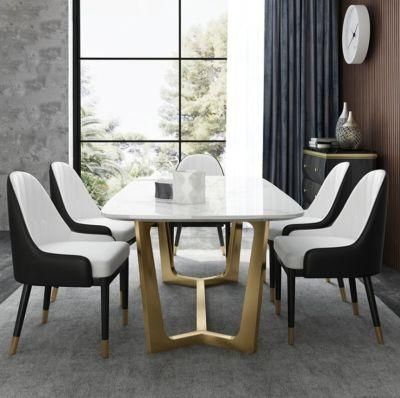 Modern Simple Elegant Dining Room Furniture Marble Stainless Steel Dining Table