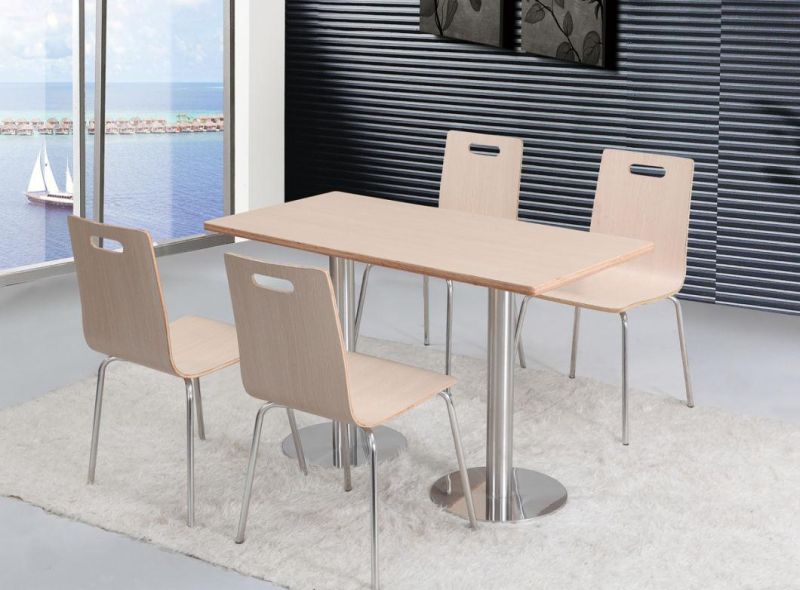 Cheap 2 3 4 Persons Food Restaurant Industrial Staff Stainless Steel Canteen Furniture Dining Table and Chairs for Home/Office/ Snap Food Restaurant/Cafeteria