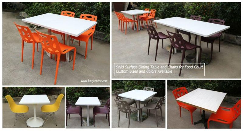 Custom Artificial Stone Canteen Cafeteria Dining Table 2 Seater Tables Solid Surface Tops