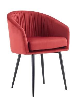 Wholesale Modern Luxury Ergonomically Design Upholstered Metal Legs Dining Velvet Restaurant Chairs