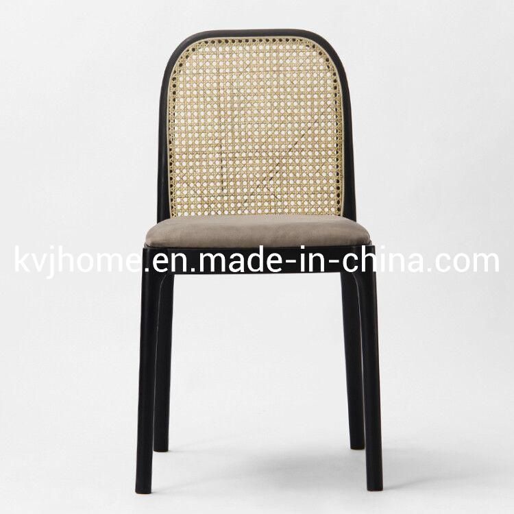 Kvj-6559 Hot Sales Black Restaurant Wooden Rattan Dining Chair
